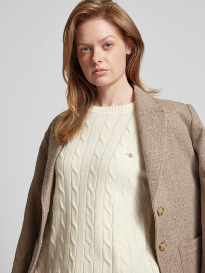 Gant Strickpullover mit Zopfmuster Offwhite 3