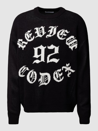 REVIEW Sweter z dzianiny z nadrukiem OLD ENGLISH Czarny 2