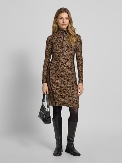 Marc Cain Knielange jurk met overhemdkraag Camel - 1