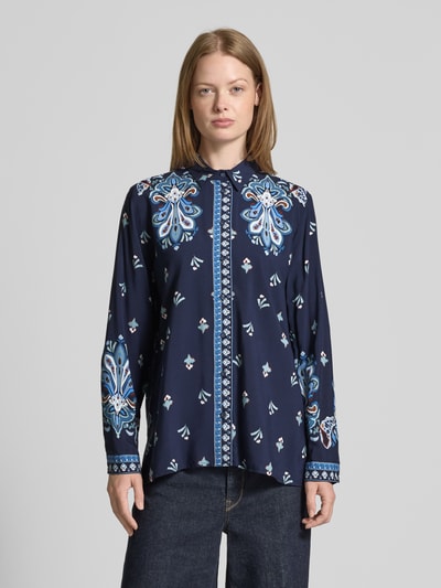 Emily Van den Bergh Regular Fit Bluse mit Manschetten Dunkelblau 4