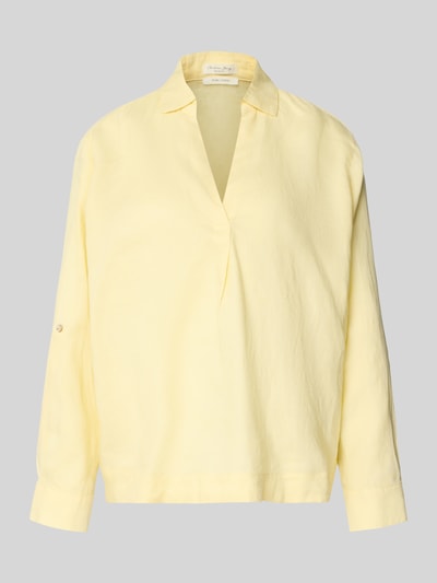 Produktfoto, Regular Fit Leinenbluse mit V-Ausschnitt von Christian Berg Woman in hellem Gelb, reine Leinenstruktur, Hemdblusenkragen
