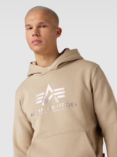 Alpha Industries Hoodie met labelprint Zand - 3