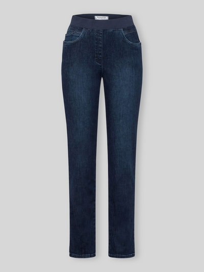 Produktfoto, Straight Fit Jeans mit elastischem Bund von Raphaela by Brax in dunklem Blau, Baumwoll-Mix mit Stretch, 5-Pocket-Design, gerader Schnitt