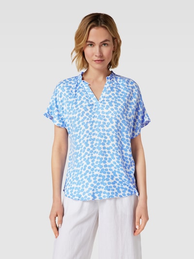 Fransa Blouse met all-over motief, model 'Nemma' Koningsblauw - 4