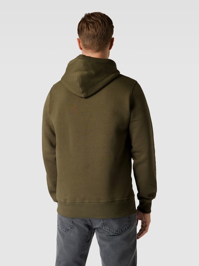 Gant Hoodie met labelstitching en kangoeroezak Olijfgroen - 5