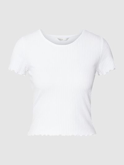 Only T-shirt met geschulpte zoom, model 'EMMA' Wit - 2