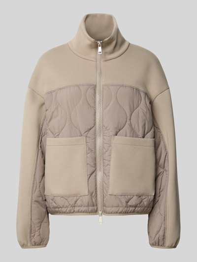 Produktfoto, Jacke mit Steppnähten und Zweiwege-Reißverschluss von WHITE LABEL in Beige, Baumwoll-Mix mit Stretch, große Taschen, sichtbare Steppstruktur