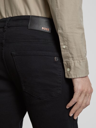 BOSS Orange Slim fit jeans met labeldetail, model 'DELAWARE' Zwart - 3