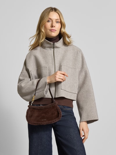 Staud Handtas met teddybont, model 'OLLIE' Donkerbruin - 1