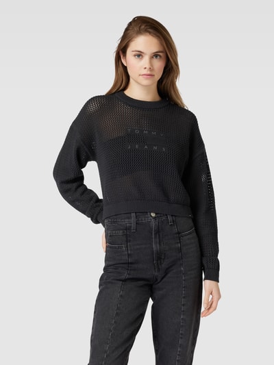 Tommy Jeans Semitransparenter Strickpullover mit Rundhalsausschnitt Black 4