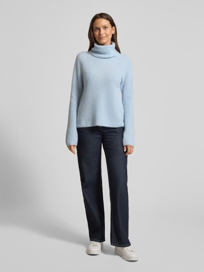 BOSS Orange Golf o kroju regular fit z mieszanki wełny i wełny z alpaki model ‘FALODINA’ Jasnoniebieski 1