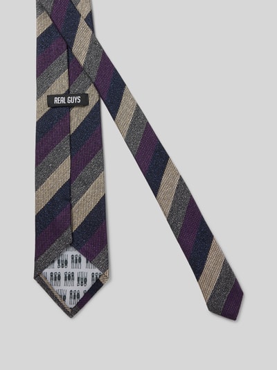 REAL GUYS Stropdas van zijdemix met logopatch (8,5 cm) Paars - 2