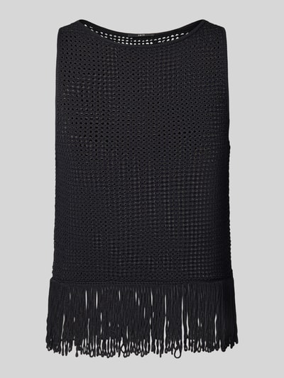 Zero Semitransparentes Stricktop mit Fransen BLACK 2