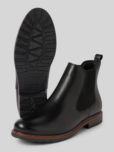 Tamaris Chelsea boots van leer met siernaad Zwart - 3