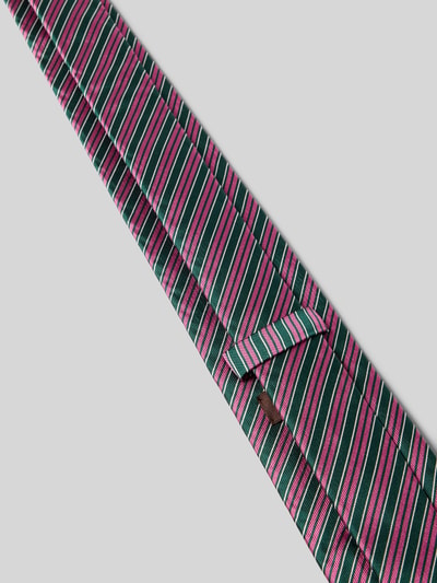Produktfoto, Krawatte aus Seide mit Allover-Muster von Blick, grün-pink gestreift, klassische Form, Label-Patch, Breite 8 cm
