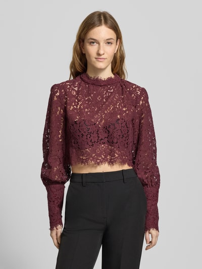 Bardot Cropped Longsleeve mit Stehkragen Modell 'Georgia' Bordeaux 4