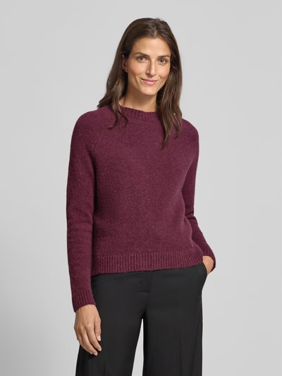 BOSS Sweter z dzianiny o kroju regular fit z mieszanki wełny z alpaki model ‘FEBISAN’ Bordowy 4