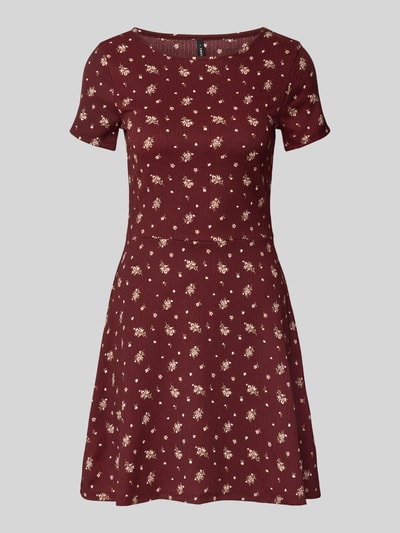 Only Mini-jurk met all-over motief, model '30 BILL' Bordeaux gemêleerd - 2