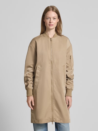 Jake*s Casual Lange jas met elastische mouwboorden Taupe - 4