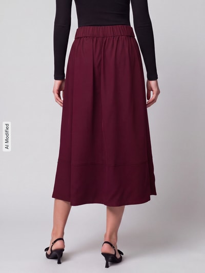 ROBE LÉGÈRE Uitlopende midi-rok van viscosemix Bordeaux - 5