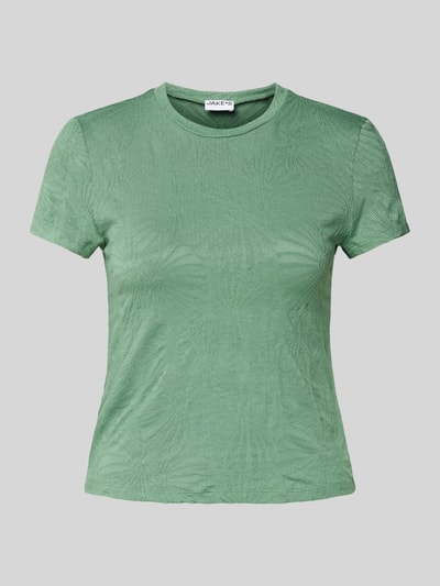 Jake*s Casual T-shirt met geribde ronde hals Groen - 2