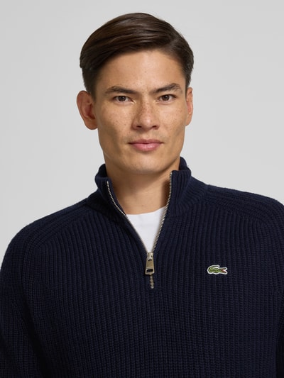 Lacoste Regular Fit Troyer aus reiner Wolle Marine 3
