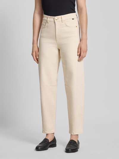 Marc Cain Jeansy o kroju relaxed fit z wysokim stanem i wpuszczanymi kieszeniami Złamany biały 4