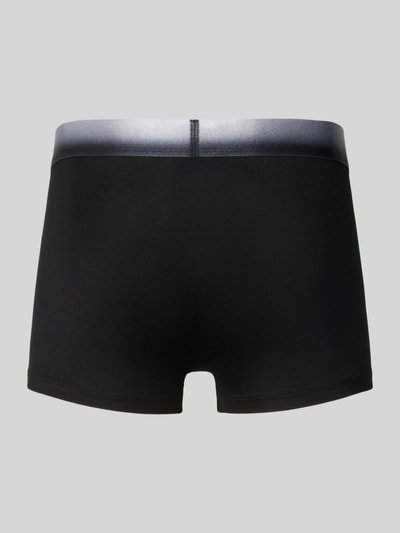Produktfoto, czarne obcisłe bokserki Slim Fit Trunks aus Modal-Mix im 3er-Pack Modell 'SPRAY' von HUGO, wykończenie: mieszanka modalu, krój slim fit, pas z logo, elastyczny pas, tkana faktura, wielopak: 3 szt.