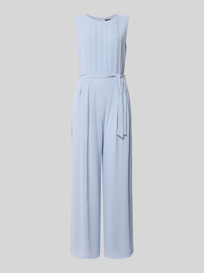 Produktfoto, Regular Fit Jumpsuit mit Viskosefutter von s.Oliver BLACK LABEL in Hellblau, unifarbener Chiffon, Stoff mit feiner Struktur