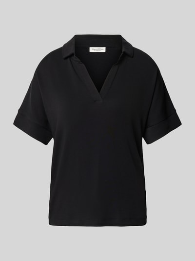 Marc O'Polo T-shirt met platte kraag en V-hals Zwart - 2