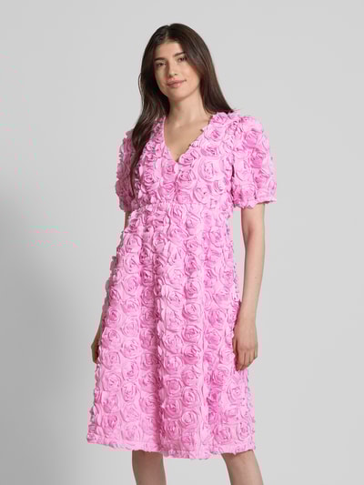 YAS Midi-jurk met structuurmotief, model 'ROSIVA' Lila - 4