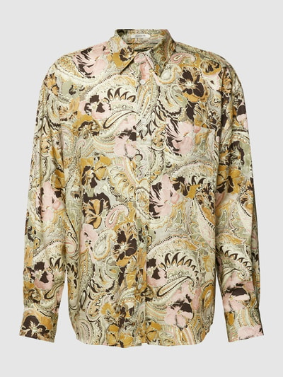 Gant Oversized Fit Freizeithemd aus Lyocell mit Allover-Muster Hellgelb 2