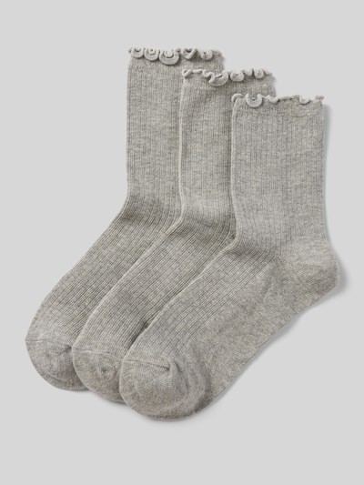 Pieces Socken mit Baumwoll-Anteil und Rüschen Modell 'CAFIA' Silber 1