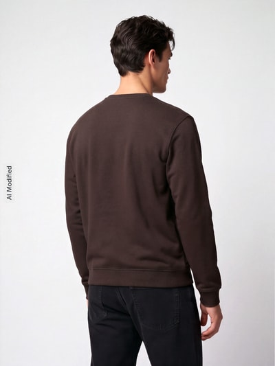 Marc O'Polo DENIM Regular Fit Sweatshirt aus reiner Baumwolle Schoko 5