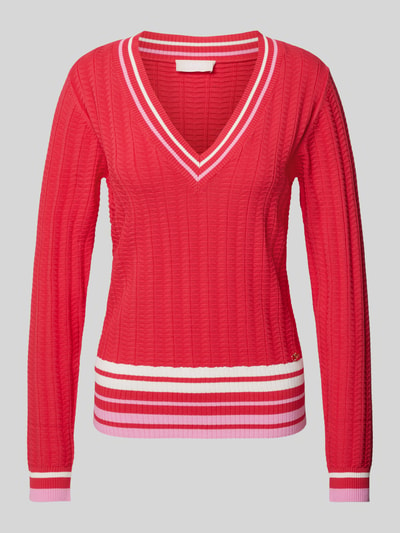 LIU JO SPORT Strickpullover mit V-Ausschnitt Rot 2