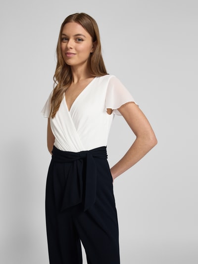 Christian Berg Cocktail Jumpsuit in Wickel-Optik Marine Melange 3