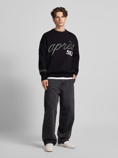 On Vacation Sweatshirt mit Statement-Print Modell 'Après Ski' Marine 1