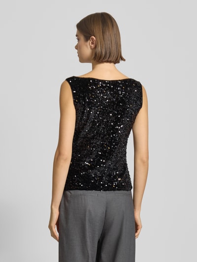 Pieces Top cekinowy o kroju regular fit z aksamitu model ‘KAM’ Czarny 5