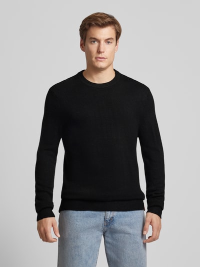 Scotch & Soda Regular fit gebreide pullover met ronde hals Zwart - 4