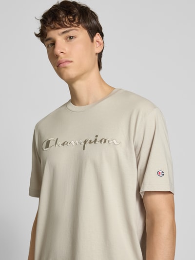 CHAMPION T-shirt met logostitchings en ronde hals Beige - 3