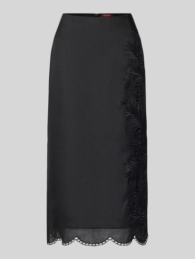 Max Mara Studio Midirock mit Spitzenbesatz Modell 'FIFY' Black 2