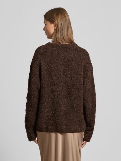 ICHI Regular fit pullover met wol, model 'Larisa' Donkerbruin - 5