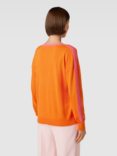 Fransa Gebreide pullover met wol, model 'Besmock' Oranje - 5