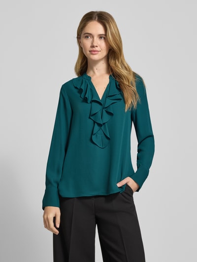 comma Regular fit blouse met volants, model 'PROTECT' Petrol - 4
