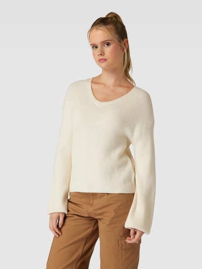 Only Gebreide pullover met boothals, model 'KATIA' Beige - 4