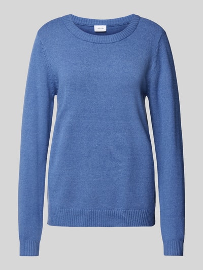 Vila Strickpullover mit gerippten Abschlüssen Modell 'Viril' Blau 2