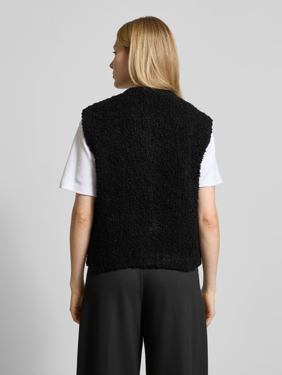 VILLA SOPHIE Loose fit mouwloos vest met mohair, model 'VIOLA' Zwart - 5