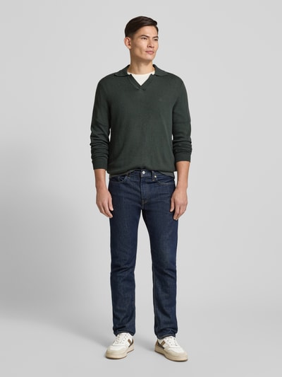 Marc O'Polo Regular fit gebreide pullover van een mix van katoen en scheerwol Grafiet - 1