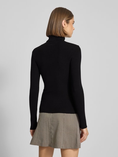 Pieces Slim Fit Rollkragenpullover aus geripptem Viskose-Mix Modell 'MIRA' Black 5