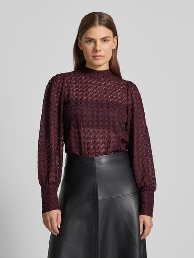 Vero Moda Regular Fit Blusentop aus Spitze mit Ballonärmeln Modell 'BECCA' Bordeaux 4